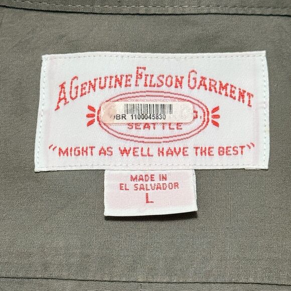 CC Filson Men’s Large 12014 OG Otter Green Cotton Twill Field Work Shirt EUC - Picture 2 of 10